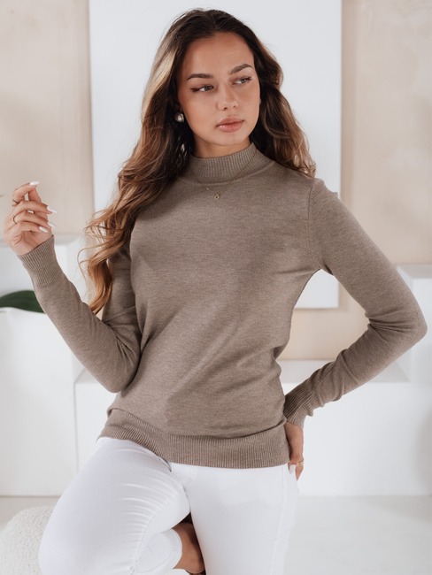 Ženski pulover s polovičnim rolojem TARLENA beige Dstreet MY2484