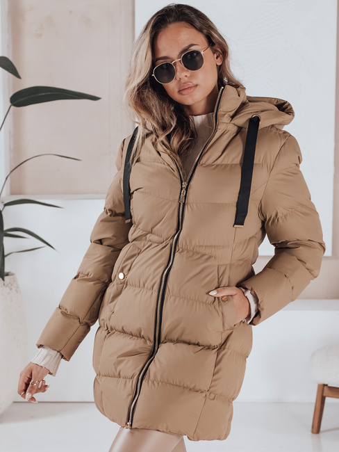Ženska zimska jakna s kapuco GABRIELLE dark beige Dstreet TY4363