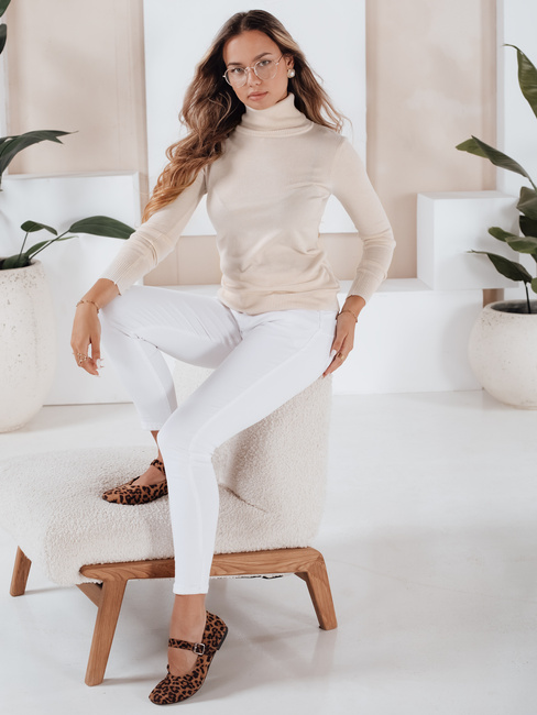 Ženski pulover z rolojem VANORIA krem Dstreet MY2487