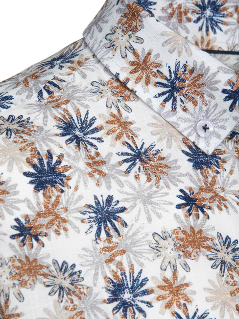 Moška cvetlična bela srajca Dstreet DX2645