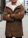 Moška zimska jakna parka s kapuco temno bež Dstreet TX4964z