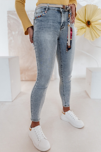 Ženske oprijete kavbojke TRENDIFIX hlače s pasom modre Dstreet UY2481