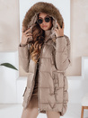 Ženska zimska bunda NORINA prešita s krznom camel Dstreet TY5056