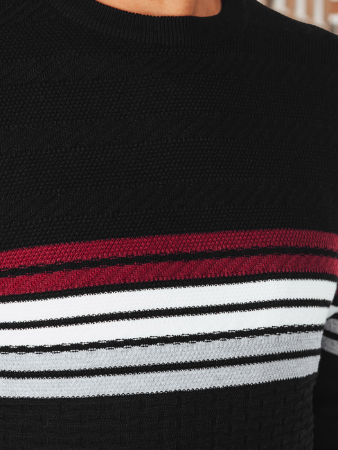 Moški črtasti pulover črne barve Dstreet WX2322