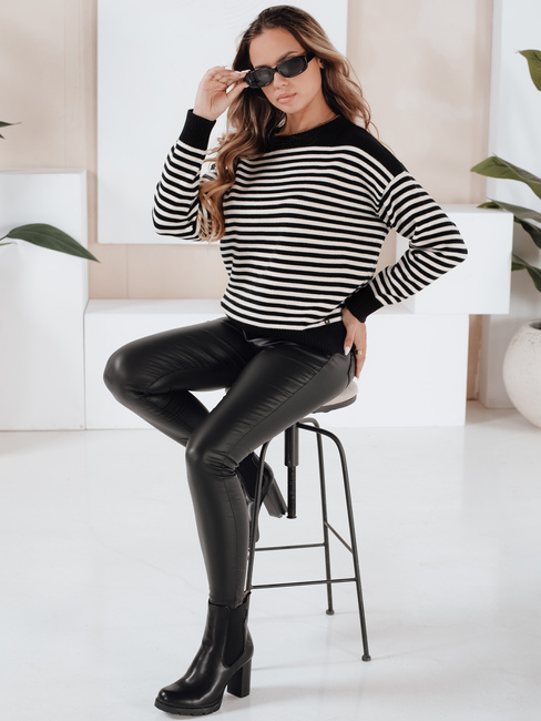 Ženski črtasti pulover ELVARA black Dstreet MY2524