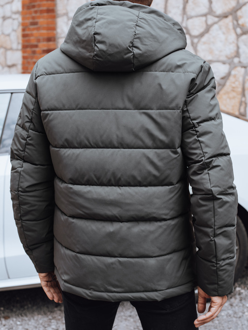 Moška prešita zimska jakna s kapuco v grafitni barvi Dstreet TX5053