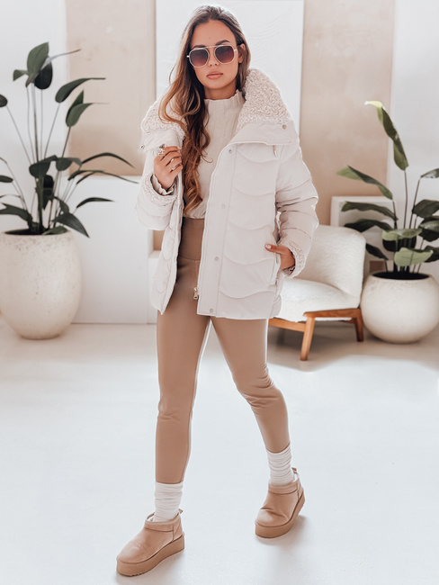 Ženska prešita zimska jakna WARMMISS s kapuco bela Dstreet TY4922