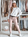 Ženske hlače s pasom MODELA roza Dstreet UY2569_3