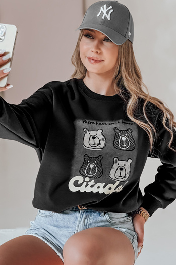 Ženska bluza prevelike velikosti z medvedki MISOBEARS črna Dstreet BY1437