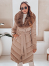 Ženska zimska jakna, prešita s krznom camel Dstreet TY5077