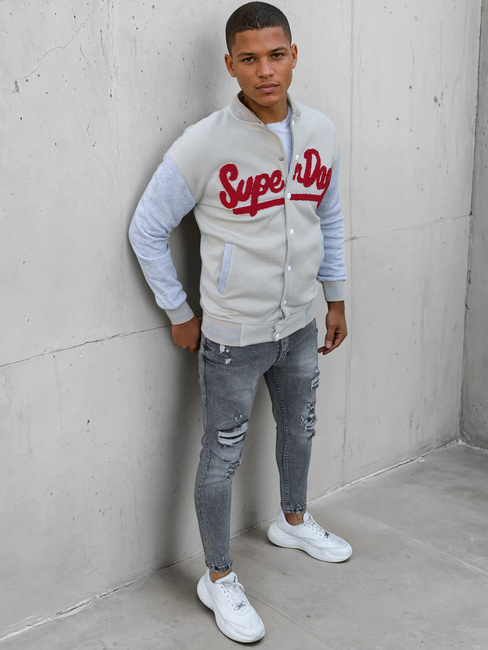 Moška bluza z zadrgo v barvi ecru Dstreet BX5445