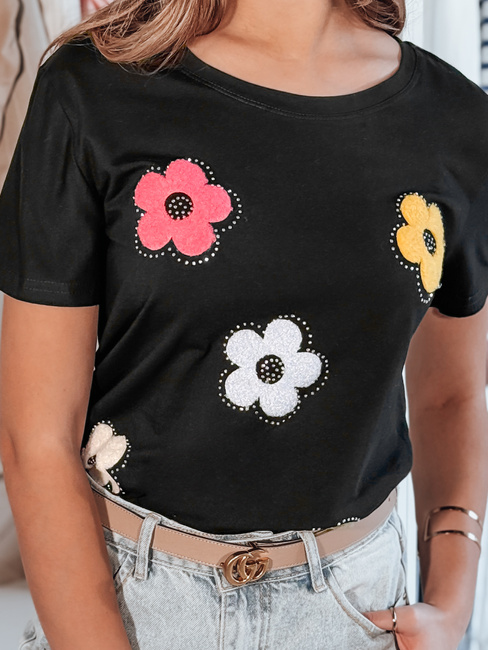 Ženska cvetlična majica DAISYLA black Dstreet RY2744