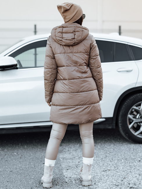 PURRBREEZ ženska zimska jakna dolga prešita reverzibilna s kapuco camel Dstreet TY4660