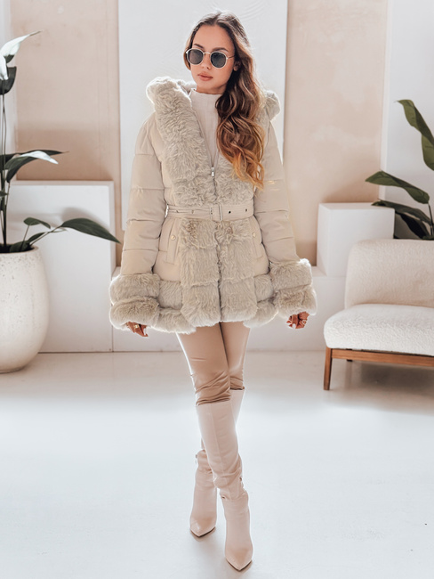 CITYGLANCE ženska zimska bunda s krznom svetlo bež Dstreet TY5047