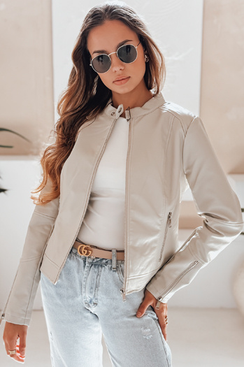 Ženska usnjena jakna LOVEBIKER siva Dstreet TY5214