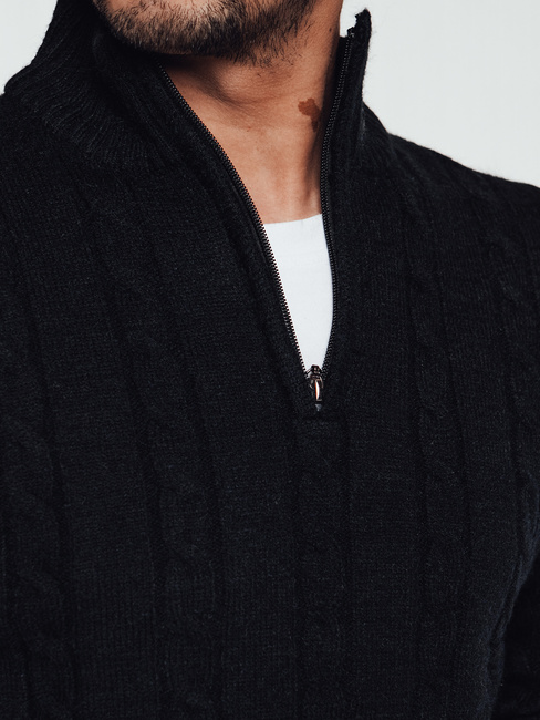 Moški pulover z razširjenim ovratnikom črne barve Dstreet WX2265