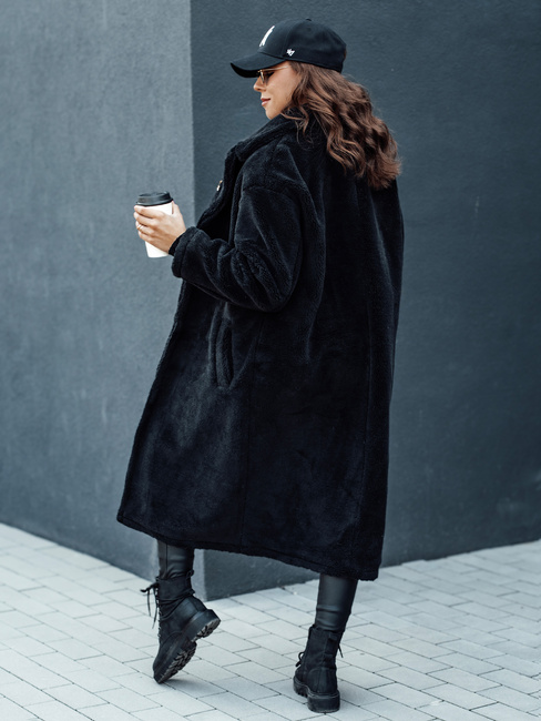 Ženski zimski plašč GLAMFUR dolg krznen plašč black Dstreet TY4697