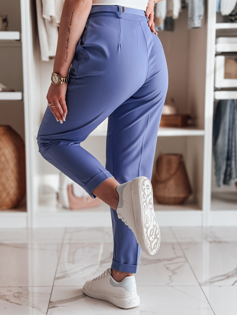 Elegantne ženske plisirane hlače s pasom PLISSO blue Dstreet UY2517