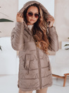 Ženska prešita zimska jakna s kapuco temno bež Dstreet TY5093