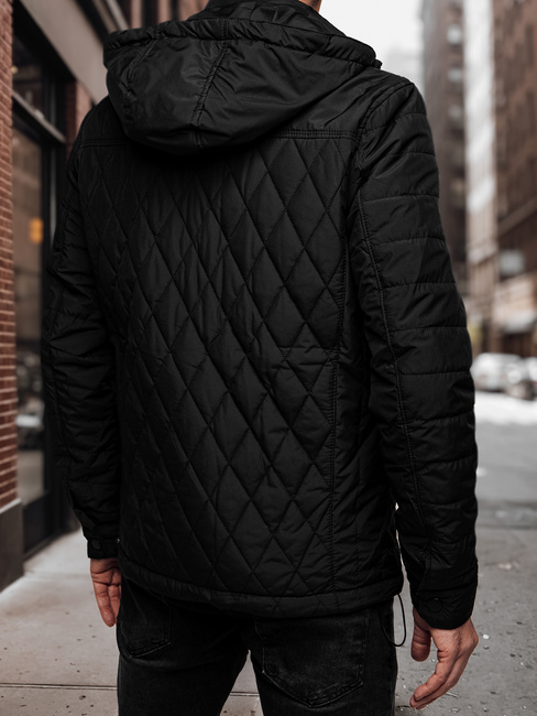 Moška prešita jakna s kapuco črna Dstreet TX4989