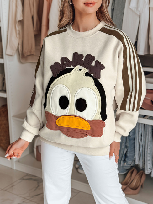 Ženska prevelika majica z našitki CUTE MAKEX beige Dstreet BY1492