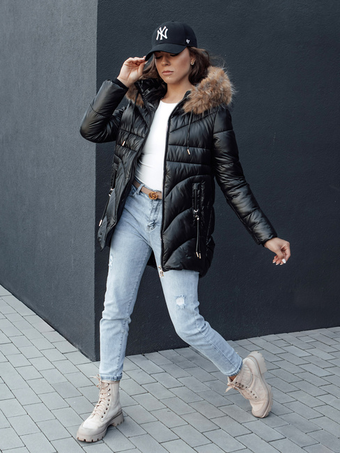 Ženska zimska jakna s kapuco WINTERCHIC črna Dstreet TY4455