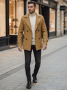 Moški plašč z dvojnim zapenjanjem Barva kamela DSTREET CX0443