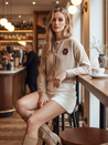 Ženski pulover ene velikosti z vezenino AMELIE beige Dstreet MY2469