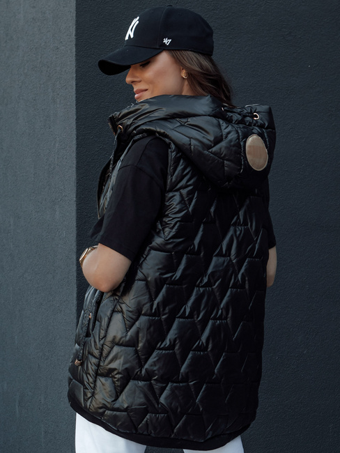 Ženski prešiti telovnik s kapuco GLITZY black Dstreet TY4447