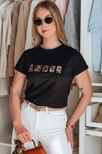 Ženska majica z vezenino AMOROSA black Dstreet RY2855