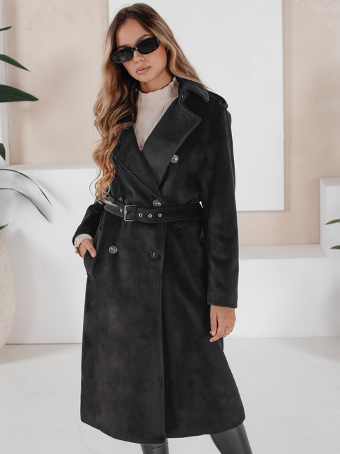 Ženski zimski plašč classic trench black Dstreet NY0762