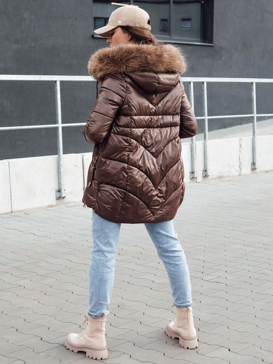 Ženska zimska jakna s kapuco WINTERCHIC kava Dstreet TY4458