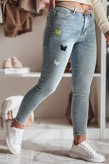 Ženske hlače iz džinsa z okraski LUMITTA blue Dstreet UY2429