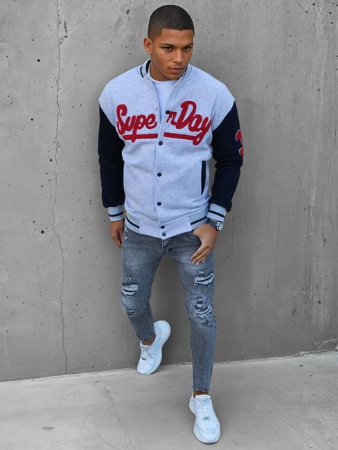 Moška siva jopa z zadrgo Dstreet BX5446