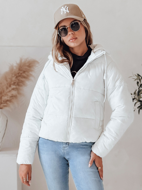 Ženska kratka puhovka GLAMVO s kapuco bela Dstreet TY4952