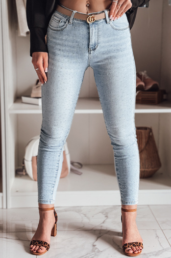 Ženske hlače iz džinsa z okraski GLAMSKIN modre barve Dstreet UY2442