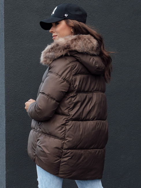 Kurtka zimowa damska z kapturem STELLAR coffee Dstreet TY4493