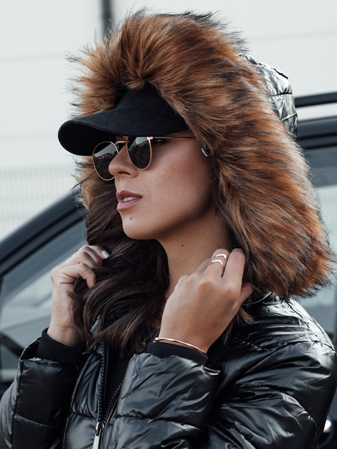 Kurtka damska czarna WINTERZIP z kapturem Dstreet TY4568