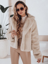 Ženski krznen plašč GLAMFLUFFY short beige Dstreet TY4984