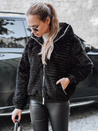 Ženska krznena jakna s kapuco črna Dstreet TY5271