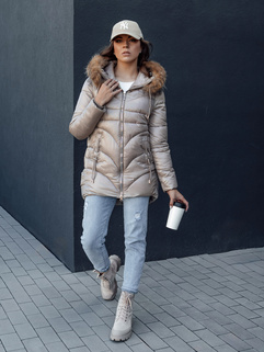 WINTERCHIC ženska zimska jakna s kapuco camel Dstreet TY4438_2