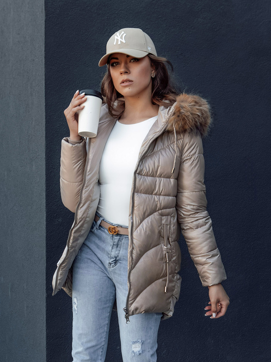 WINTERCHIC ženska zimska jakna s kapuco camel Dstreet TY4438