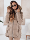 Ženska zimska bunda NORINA prešita s krznom camel Dstreet TY5056
