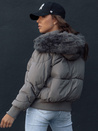 Ženska prešita zimska jakna s krznom COLDPACK temno siva Dstreet TY4428