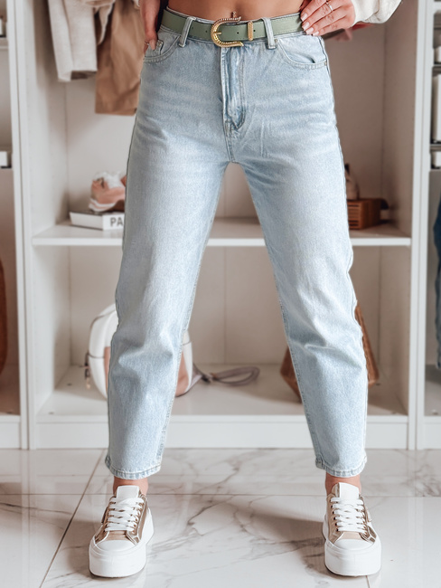 Ženske kavbojke mom fit hlače s pasom JEANMOM j.modra Dstreet UY2684