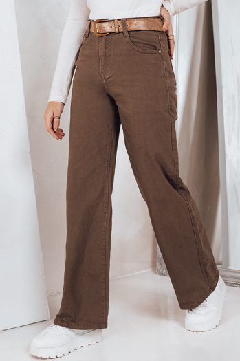 Ženske široke kavbojke rjave barve Dstreet UY2845