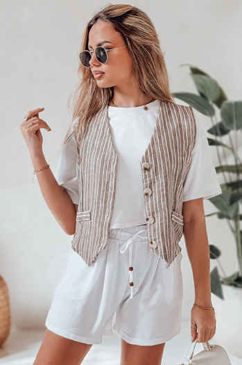 Ženske kratke hlače iz blaga SUMMER TRIP bele barve Dstreet SY0438