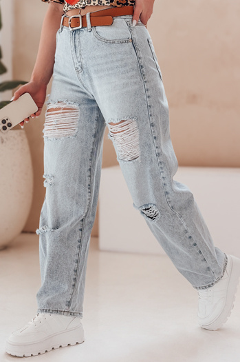 Ženske jeans hlače s pasom BAGGINOVA blue Dstreet UY2683