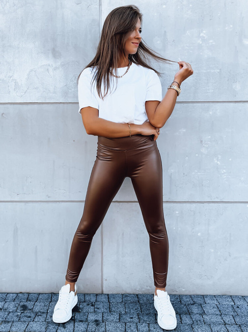 Ženske povoščene hlače JEWELS Barva rjav DSTREET UY1702