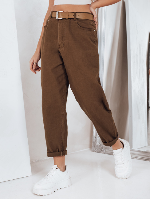 Ženske kavbojke mom fit rjave barve Dstreet UY2844